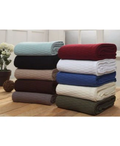 Superior Diamond Pattern Woven Cotton Blanket Collection Bedding In Black