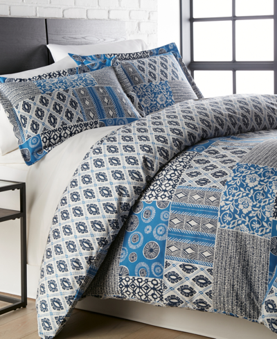 Southshore Fine Linens Global Patchwork Down Alternative 3-pc. Comforter Set, Full/queen In Blue