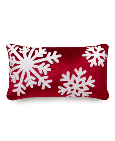 Martha Stewart Collection Collection Snowflakes Holiday Decorative Pillow, 14" X 24" In Red