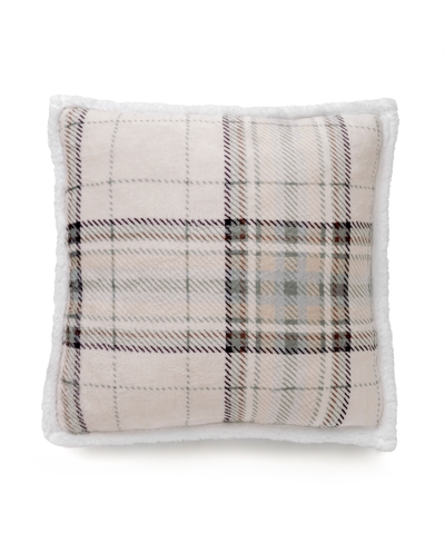 Martha Stewart Collection Collection Tartan Plaid Holiday Decorative Pillow, 18" X 18" In Light Beige