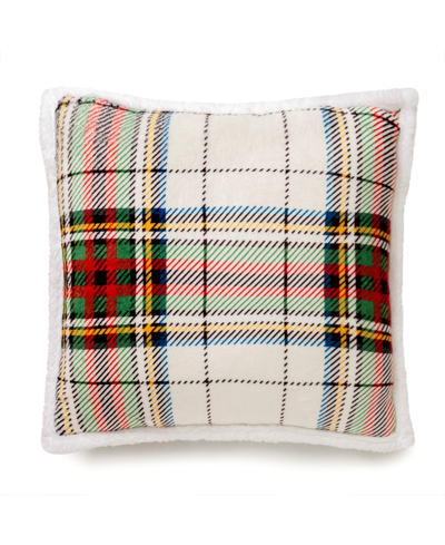 Martha Stewart Collection Collection Tartan Plaid Holiday Decorative Pillow, 18" X 18" In Bright Red