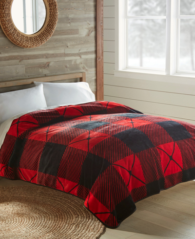 Shavel High Pile Luxury Oversized Coverlet Throw Blanket, 90" X 90" In Buffalo Check Red