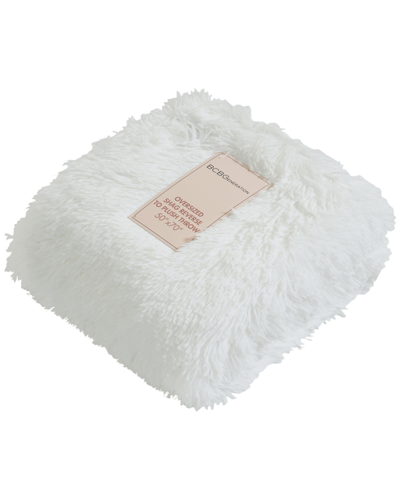 Bcbgeneration Shaggy Reversible To Plush Throw Blanket, 50" X 70", Created For Macy's In Bright White