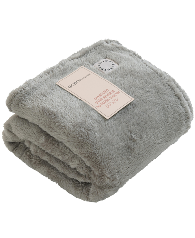 Bcbgeneration Plush Throw Blanket With Pom Poms, 50" X 70", Created For Macy's In Ash Gray
