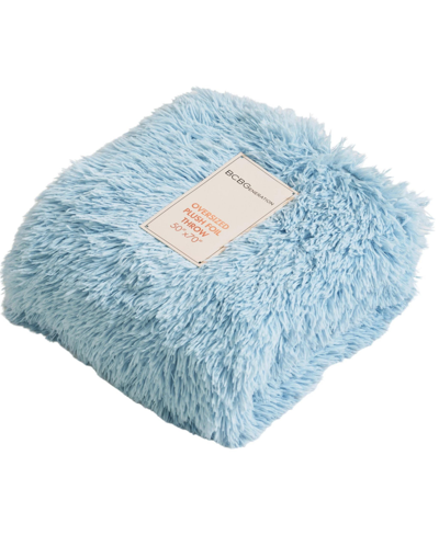 Bcbgeneration Shaggy Reversible To Plush Throw Blanket, 50" X 70", Created For Macy's In Sky Blue