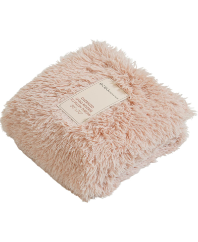 Bcbgeneration Shaggy Reversible To Plush Throw Blanket, 50" X 70", Created For Macy's In Pale Pink