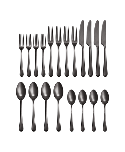 Hampton Forge Mirabella Satin Gunmetal Titanium 18/0 Stainless Steel 20 Piece Set, Service For 4 In Metallic And Gunmetal