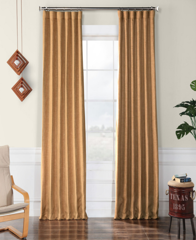 Exclusive Fabrics & Furnishings Blackout Faux Linen Panel, 50" X 96" In Dull Gold