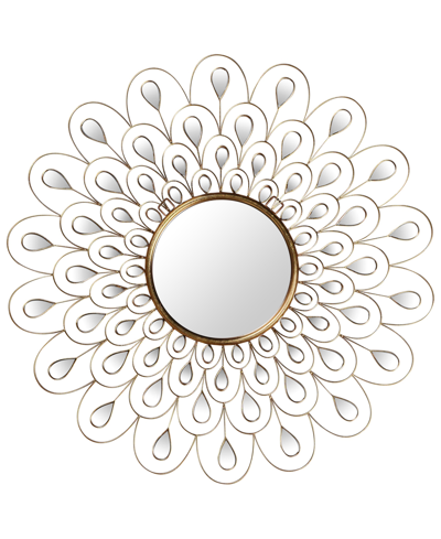 Empire Art Direct 'flower Burst' Bling Round Wall Mirror, 36" X 36" In Gold-tone