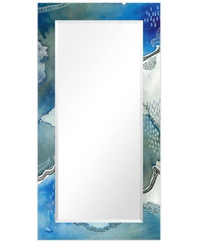 Empire Art Direct 'subtle Blues' Rectangular On Free Floating Printed Tempered Art Glass Beveled Mirror, 54" X 28" In Multicolor