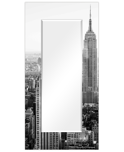 Empire Art Direct 'my N.y.' Rectangular On Free Floating Printed Tempered Art Glass Beveled Mirror, 72" X 36" In Black
