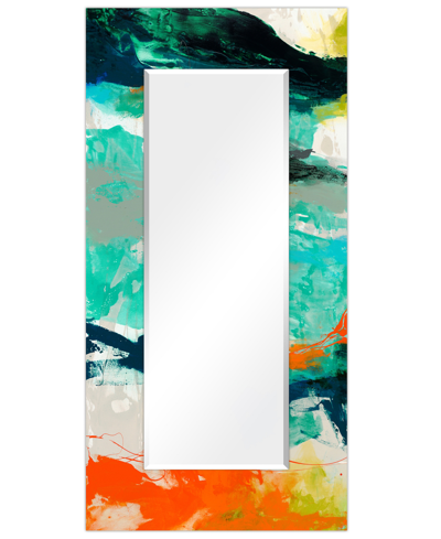 Empire Art Direct 'tidal Abstract' Rectangular On Free Floating Printed Tempered Art Glass Beveled Mirror, 72" X 36" In Multicolor