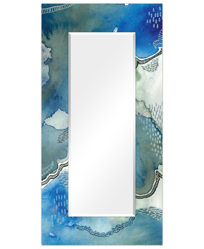 Empire Art Direct 'subtle Blues' Rectangular On Free Floating Printed Tempered Art Glass Beveled Mirror, 72" X 36" In Multicolor