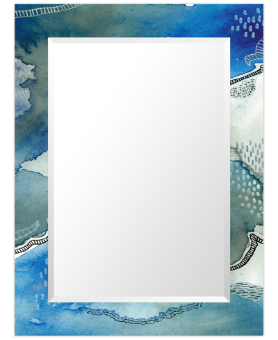 Empire Art Direct 'subtle Blues' Rectangular On Free Floating Printed Tempered Art Glass Beveled Mirror, 40" X 30" In Multicolor