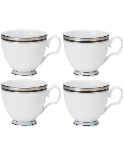 Noritake Austin Platinum Set Of 4 Cups In White Black