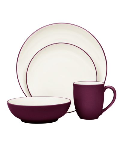 Noritake Colorwave Coupe 4 Piece Place Setting In Burgundy
