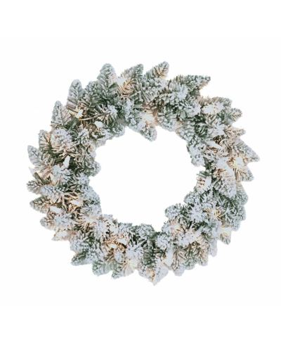 Kurt Adler 18" Pre-lit Incandescent Snow Pine Wreath In White