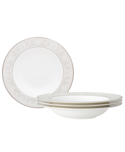 Noritake Montvale Platinum Set Of 4 Soup Bowls, Service For 4 In White