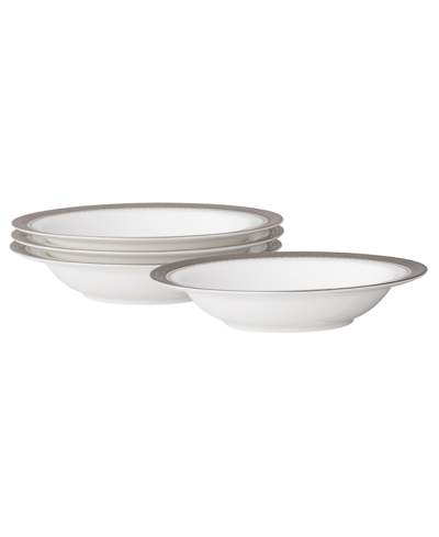 Noritake Odessa Platinum Set Of 4 Fruit Bowls, Service For 4 In White