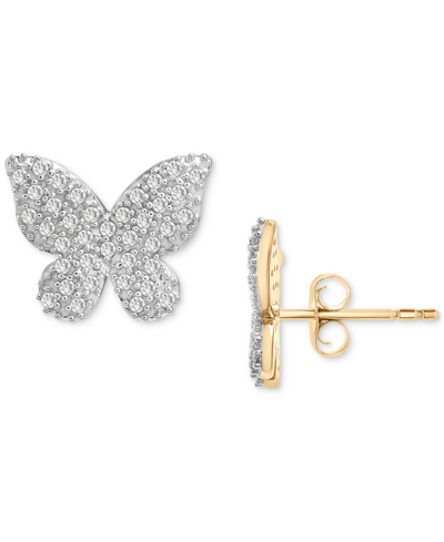 Wrapped Diamond Butterfly Stud Earrings (1/6 Ct. T.w.) In 14k Gold, Created For Macy's (also Available In Bl In White Diamond