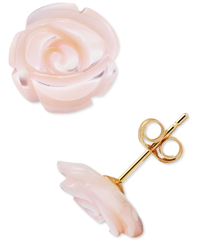 Macy's Mother-of-pearl Flower Stud Earrings In 10k Gold In Pink