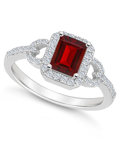 Macy's Garnet (1 1/4 Ct. T.w.) And Topaz (1/3 Ct. T.w.) Halo Ring In Sterling Silver