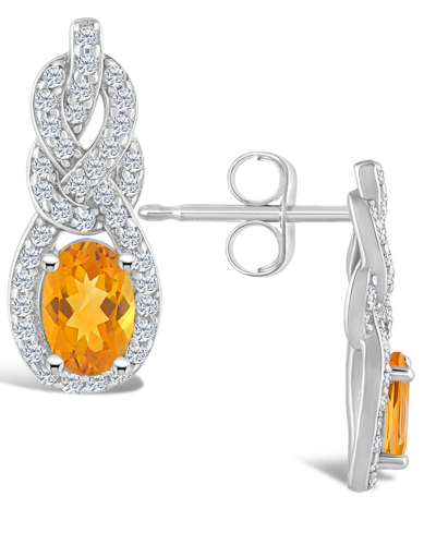 Macy's Topaz (3/4 Ct. T.w.) Halo Drop Earrings In Sterling Silver In Citrine