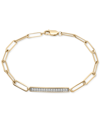 MACY'S DIAMOND BAR PAPERCLIP LINK BRACELET (1/6 CT. T.W.) IN 14K GOLD-PLATED STERLING SILVER, CREATED FOR M
