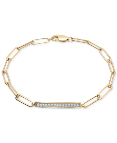 Macy's Diamond Horizontal Bar Link Bracelet (1/4 Ct. T.w.) In Sterling Silver Or 14k Gold-plated Sterling S In K Yellow Gold Over Silver