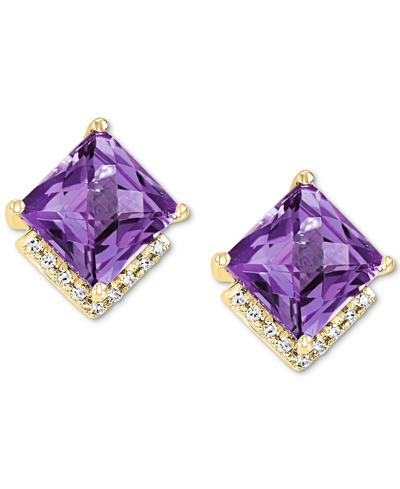 Lali Jewels Amethyst (2-7/8 Ct. T.w.) & Diamond (1/20 Ct. T.w.) Stud Earrings In 14k Gold (also Available In Cit