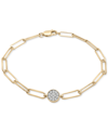MACY'S DIAMOND CIRCLE CLUSTER PAPERCLIP LINK BRACELET (1/6 CT. T.W.) IN 14K GOLD-PLATED STERLING SILVER, CR