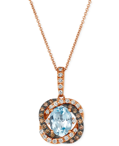 Le Vian Blue Topaz (1-7/8 Ct. T.w.) & Diamond (3/8 Ct. T.w.) 20" Pendant Necklace In 14k Rose Gold