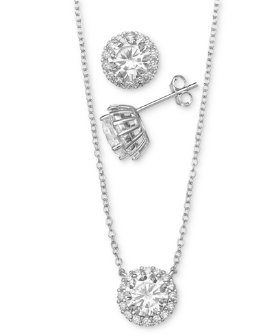 Giani Bernini 2-pc. Set Cubic Zirconia Halo Pendant Necklace & Matching Stud Earrings In Sterling Silver, Created