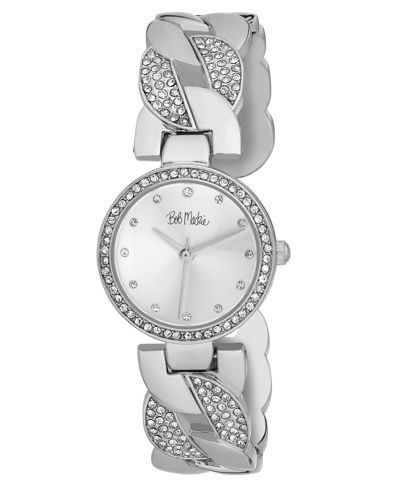 Bob Mackie Unisex Interwoven Crystal Silver-tone Alloy Bangle Watch 26mm