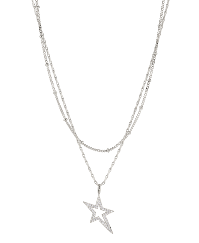 Ava Nadri Double Layered Star Necklace In Silver-tone Brass