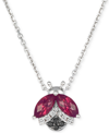 Le Vian Raspberry Rhodolite (1-1/6 Ct. T.w.) & Diamond (1/10 Ct. T.w.) Ladybug Adjustable 19" Pendant Neckla In Rhodolite