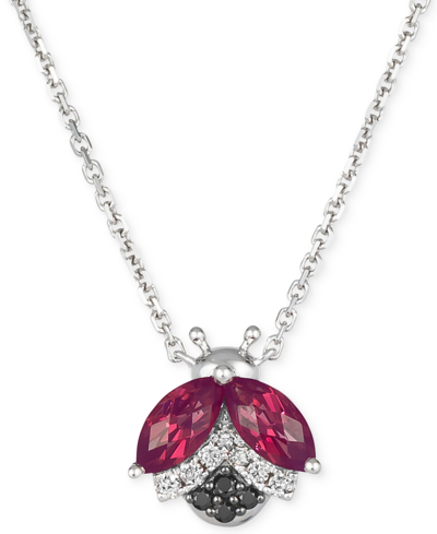 Le Vian Raspberry Rhodolite (1-1/6 Ct. T.w.) & Diamond (1/10 Ct. T.w.) Ladybug Adjustable 19" Pendant Neckla