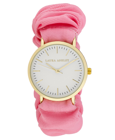 Laura Ashley Women's Quartz Pink Fabric Scrunchy Band Watch 35mm