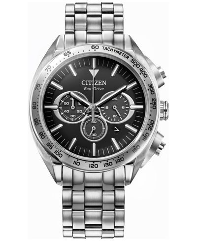 Citizen Eco-drive Men's Chronograph Sport Luxury Stainless Steel Bracelet Watch 43mm In Black