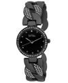 Bob Mackie Unisex Interwoven Crystal Black Alloy Bangle Watch 26mm In Black