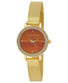 Laura Ashley Women's Gemstone Gold-tone Alloy Bracelet Watch 26mm In Brown