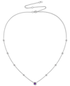 Macy's Amethyst (1/5 Ct. T.w.) & Diamond (1/10 Ct. T.w.) Halo Collar Necklace In Sterling Silver, 17" + 1" In Amethyst