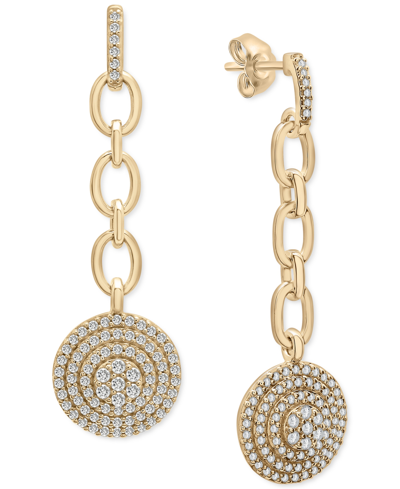 Wrapped In Love Diamond Circle Cluster Chain Drop Earrings (3/4 Ct. T.w.) In 14k Gold, Created For Macy's In Yellow Gold