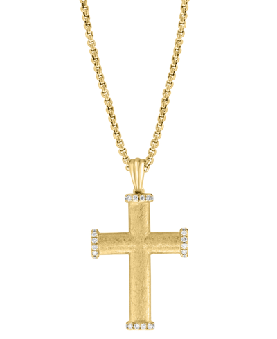 Effy Collection Effy Diamond Cross 18" Pendant Necklace (1/4 Ct. T.w.) In 14k Gold In Yellow Gold