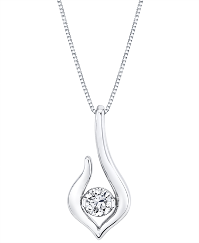 Sirena Diamond Swoop Solitaire 18" Pendant Necklace (5/8 Ct. T.w.) In 14k White Gold