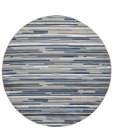 Kas Calla 6920 7'10" X 7'10" Round Outdoor Area Rug In Blue