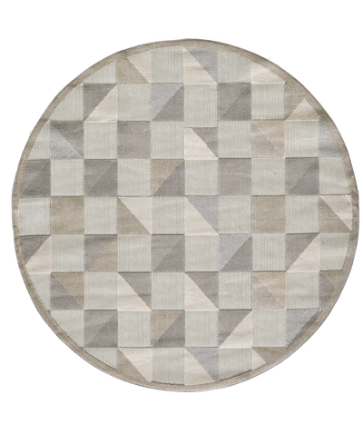 Kas Calla 6926 7'10" X 7'10" Round Outdoor Area Rug In Gray