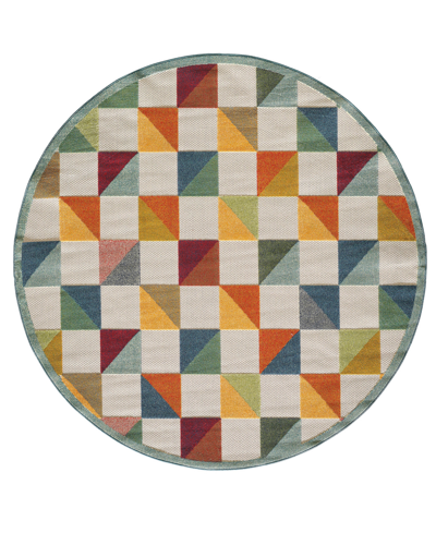 Kas Calla 6930 7'10" X 7'10" Round Outdoor Area Rug In Ivory