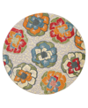Kas Calla 6936 7'10" X 7'10" Round Outdoor Area Rug In Ivory