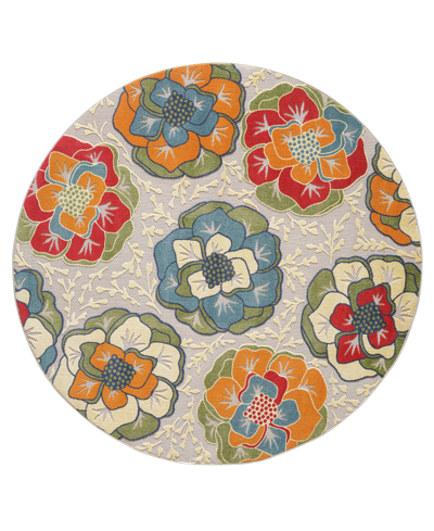 Kas Calla 6936 7'10" X 7'10" Round Outdoor Area Rug In Ivory